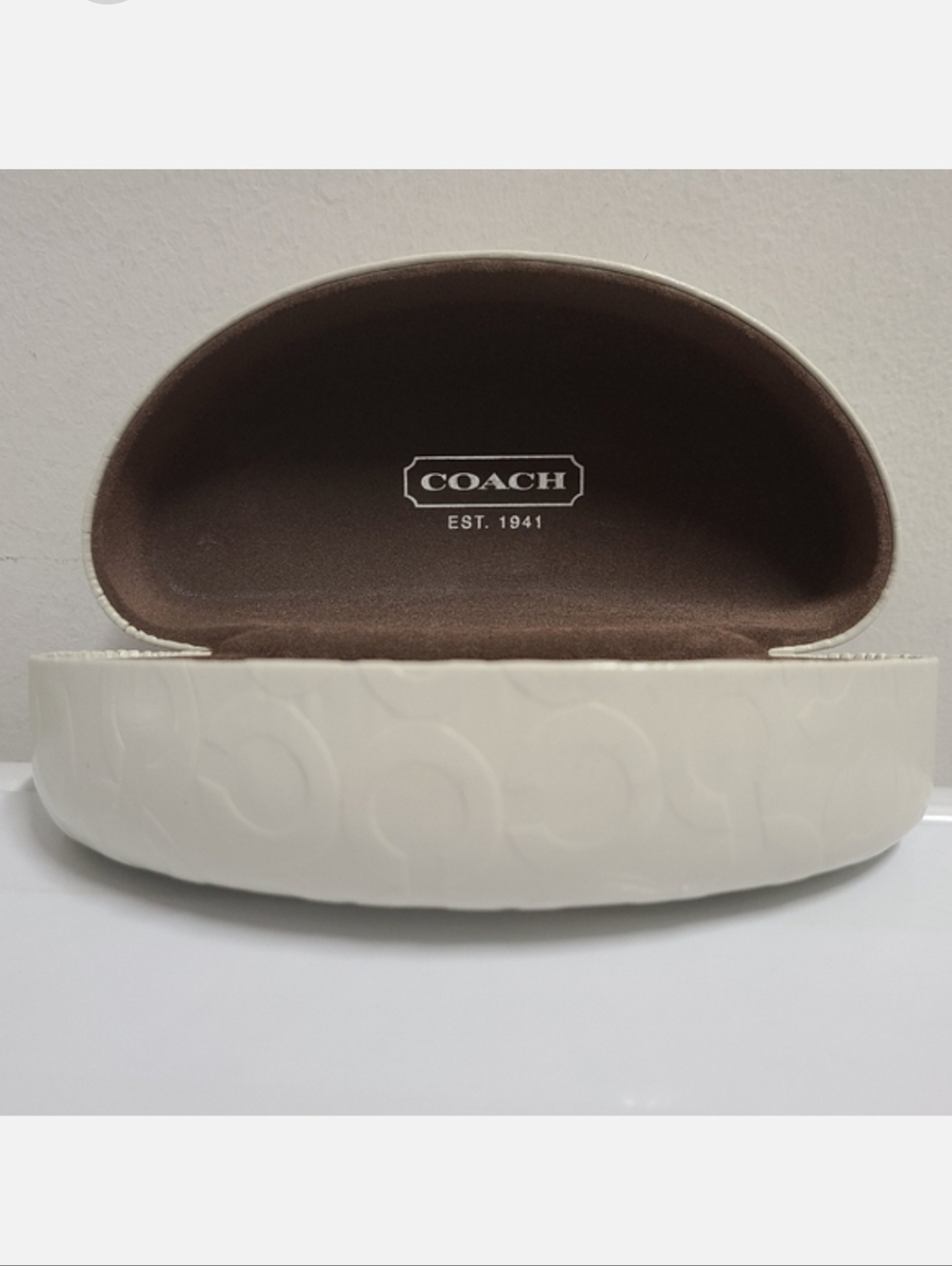 Coach Off White Logo Clamshell Sunglass Hard Case